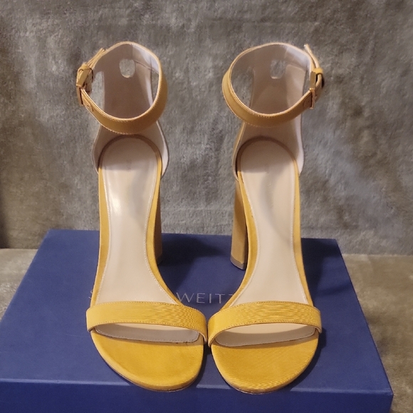 Stuart Weitzman Yellow Ankle Strap Heels - Picture 1 of 13